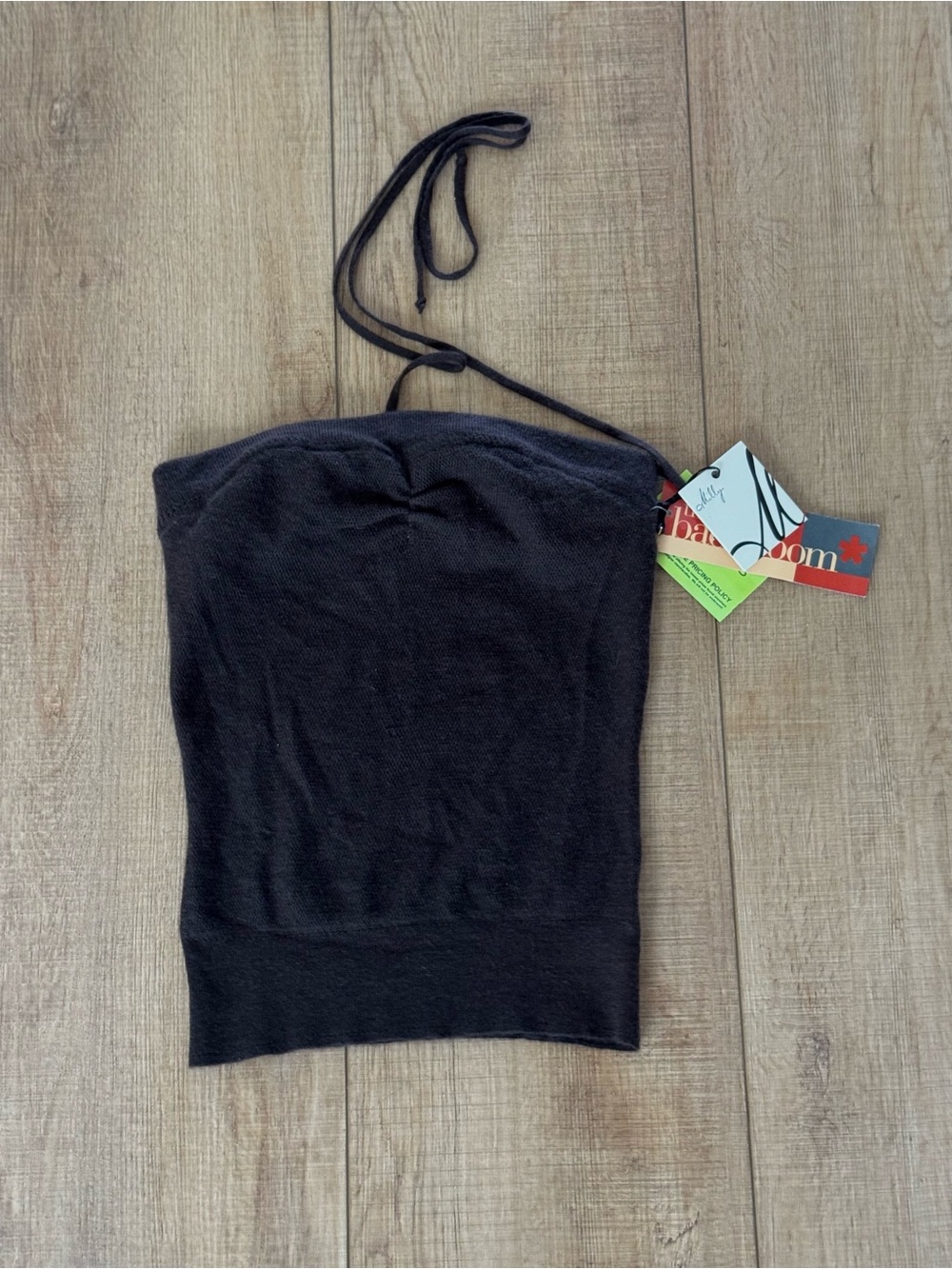 Vintage Y2K Milly 100% Cashmere Halter Sweater Top Dark Brown NWT XS